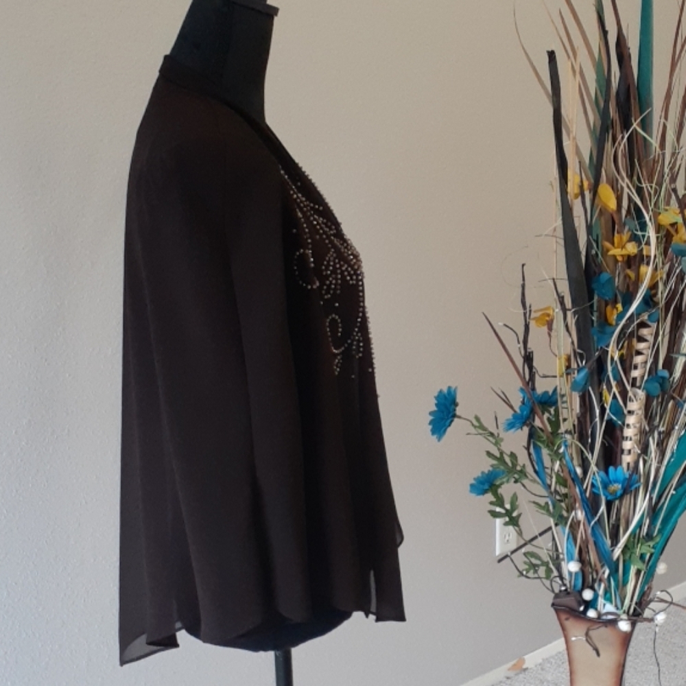 R & M Richards Beaded Open Front Chiffon Duster - image 4